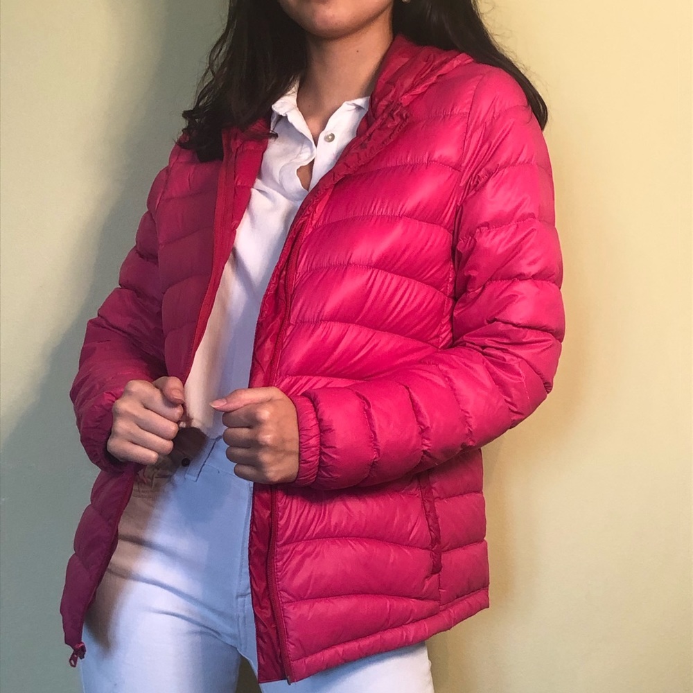Pink puffer jacket